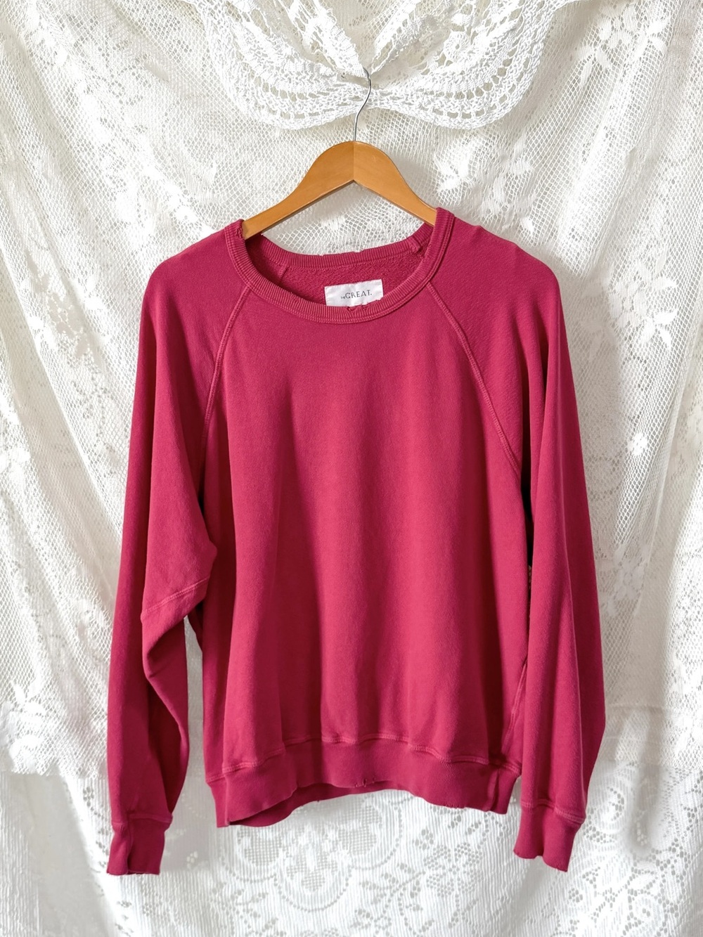 The GREAT College Crewneck Distressed Terry Cotton Sweatshirt 3 or L